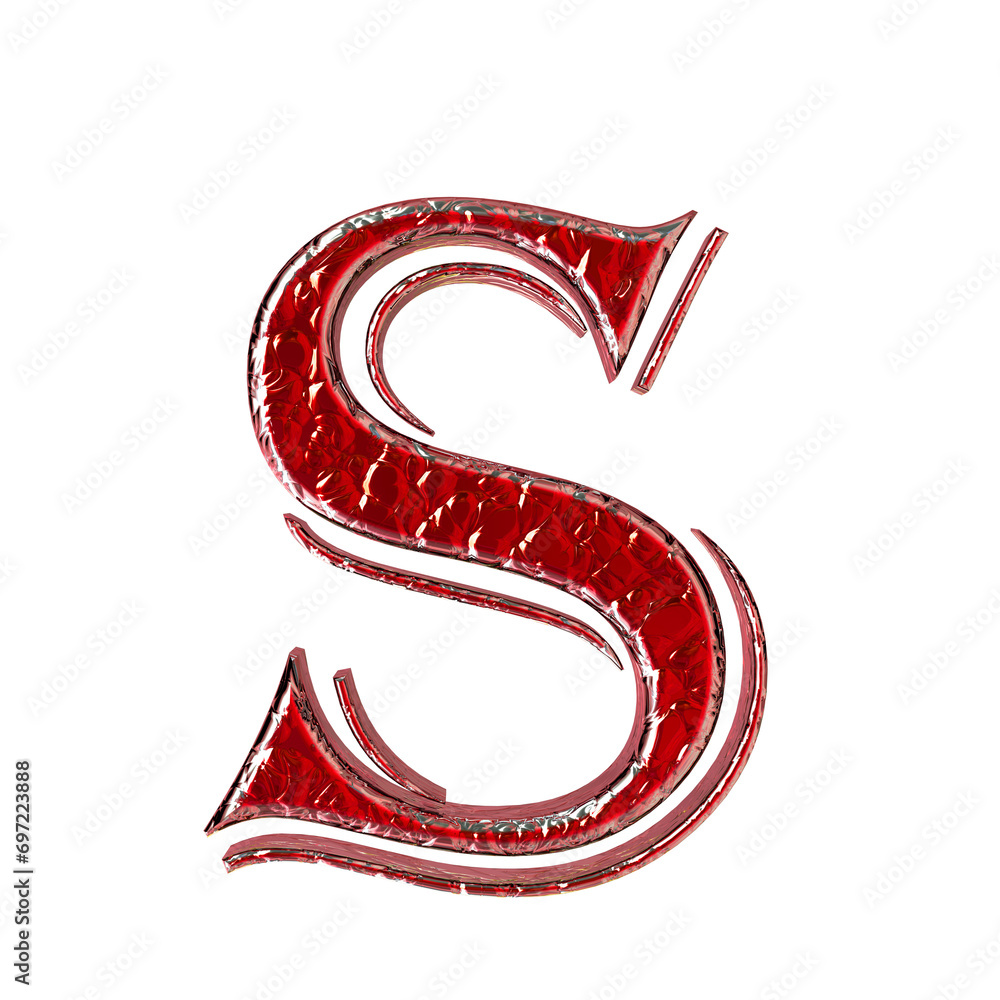 Red symbol in a silver frame. letter s Red symbol in a silver frame. letter s