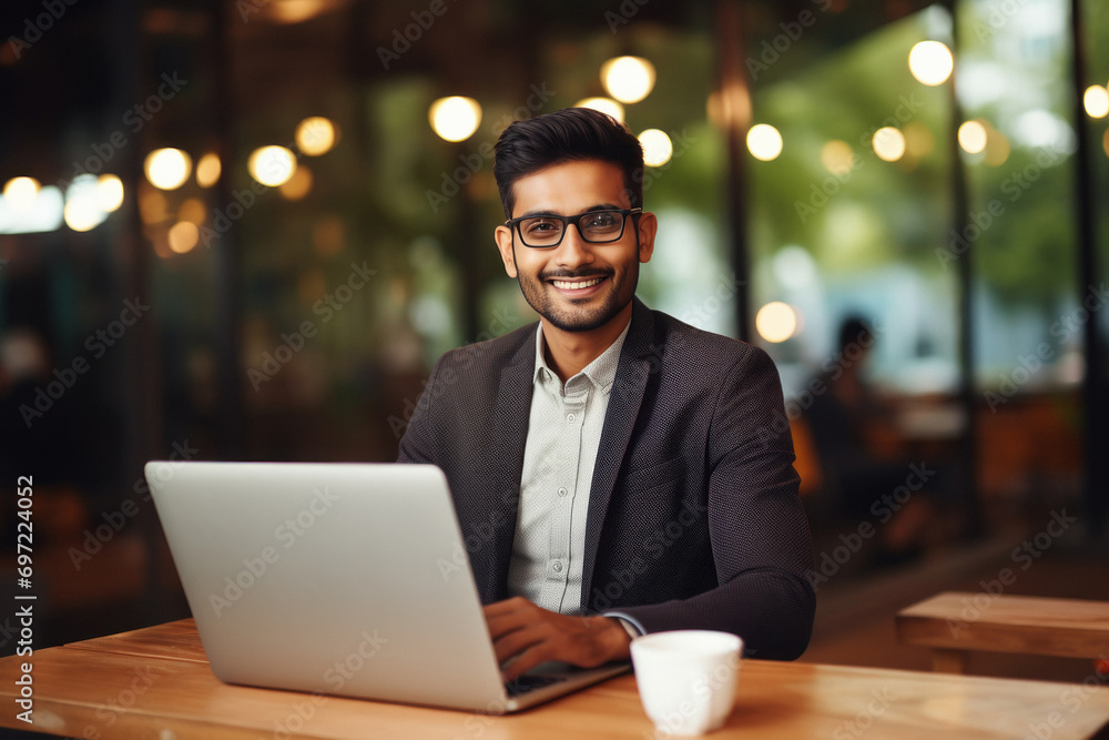 young indian businessman working on laptop young indian businessman working on laptop