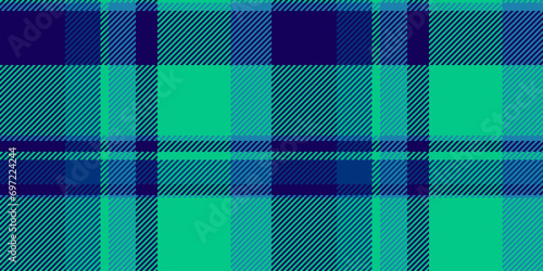 Harmony vector tartan plaid, suit textile check fabric. Arabic seamless pattern background texture in teal and indigo colors.