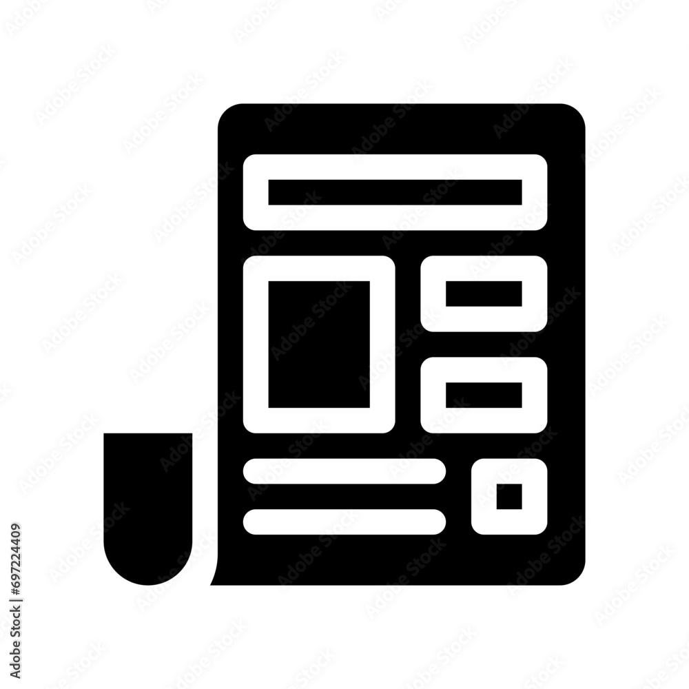 Fototapeta premium newspaper glyph icon