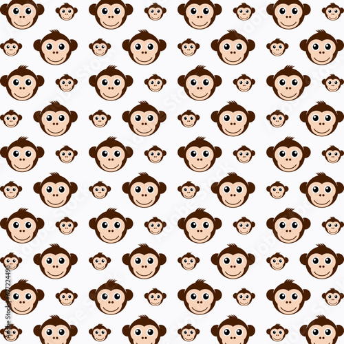 Monkey head vector seamless repeating pattern illustration background