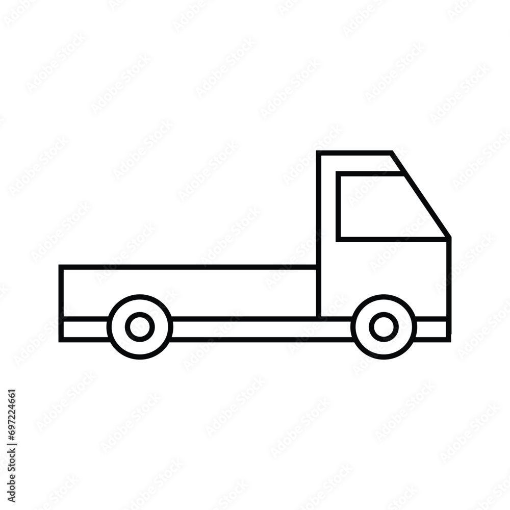 delivery truck icon over white background, line style, vector illustration. Car for trading and sending packages, goods car without box delivery truck icon over white background, line style, vector illustration. Car for trading and sending packages, goods car without box