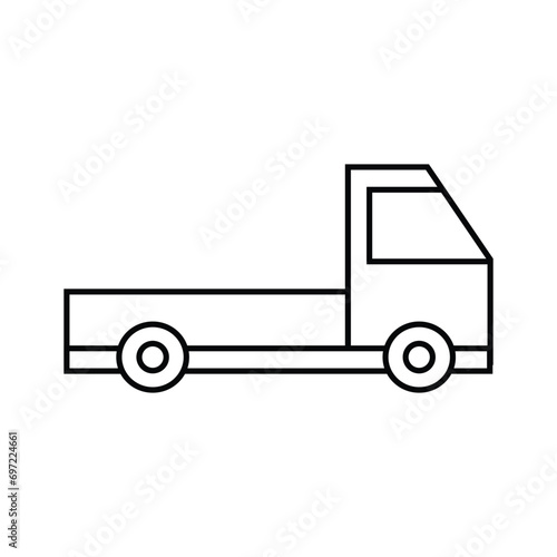 delivery truck icon over white background, line style, vector illustration. Car for trading and sending packages, goods car without box