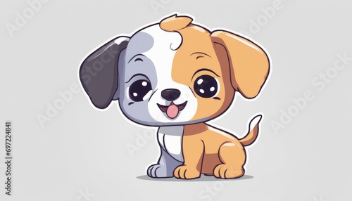 A cute cartoon dog with a white and brown face