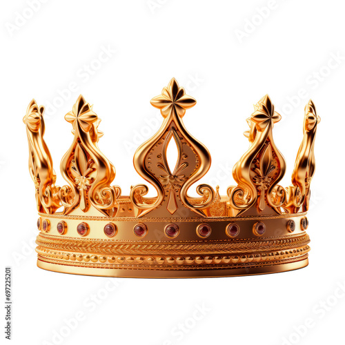 Gold crown isolated on transparent background. AI generated. PNG