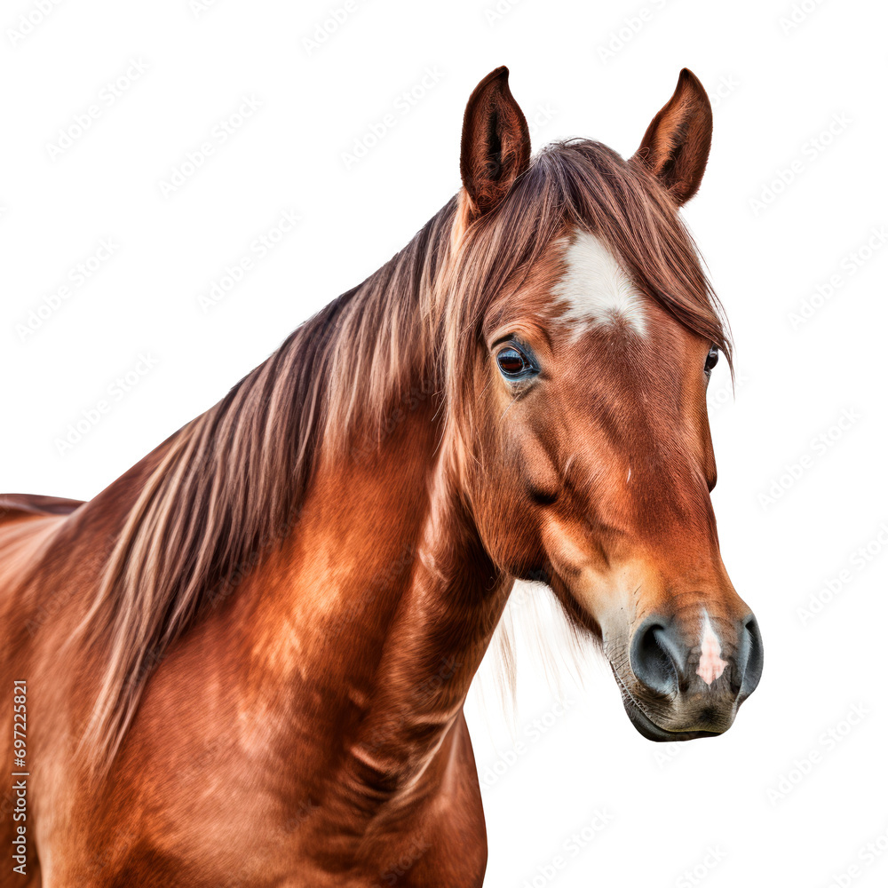 Obraz premium Horse portrait isolated on transparent background. AI generated. PNG
