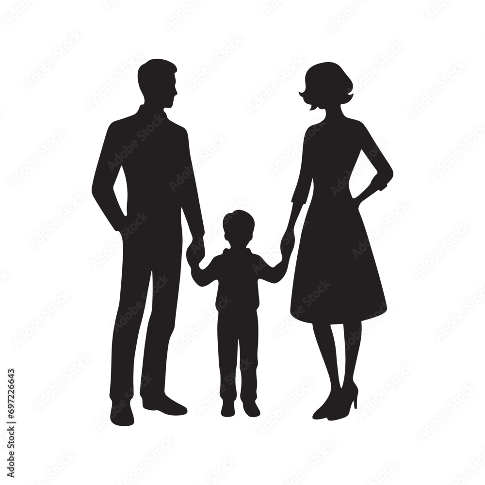 Silhouette of Family: Moonlit Affection, Illustrating the Tender and Loving Silhouettes of a Family Under the Glow of the Moon - Family Silhouette
