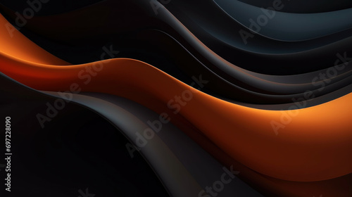 Abstract 3d wavy smooth background. Dark matte colour palette. Aesthetic concept. Generative AI