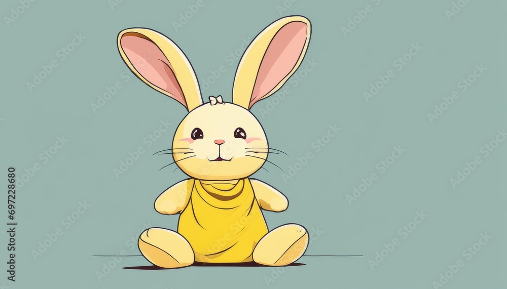 Obraz premium A yellow cartoon bunny with a sad face