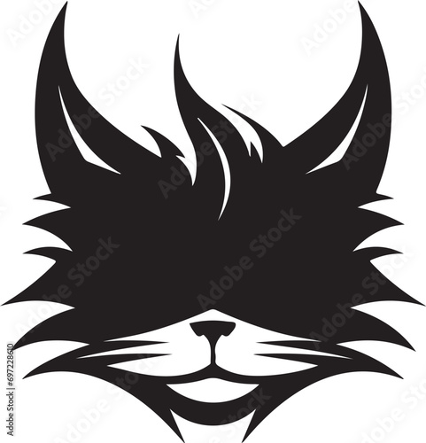 Flat Halloween illustration of cat in black color on white background vector