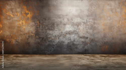 Grunge Metallic Surface Stage with Golden Hues - Ideal for Bold Interior Design and Creative Projects