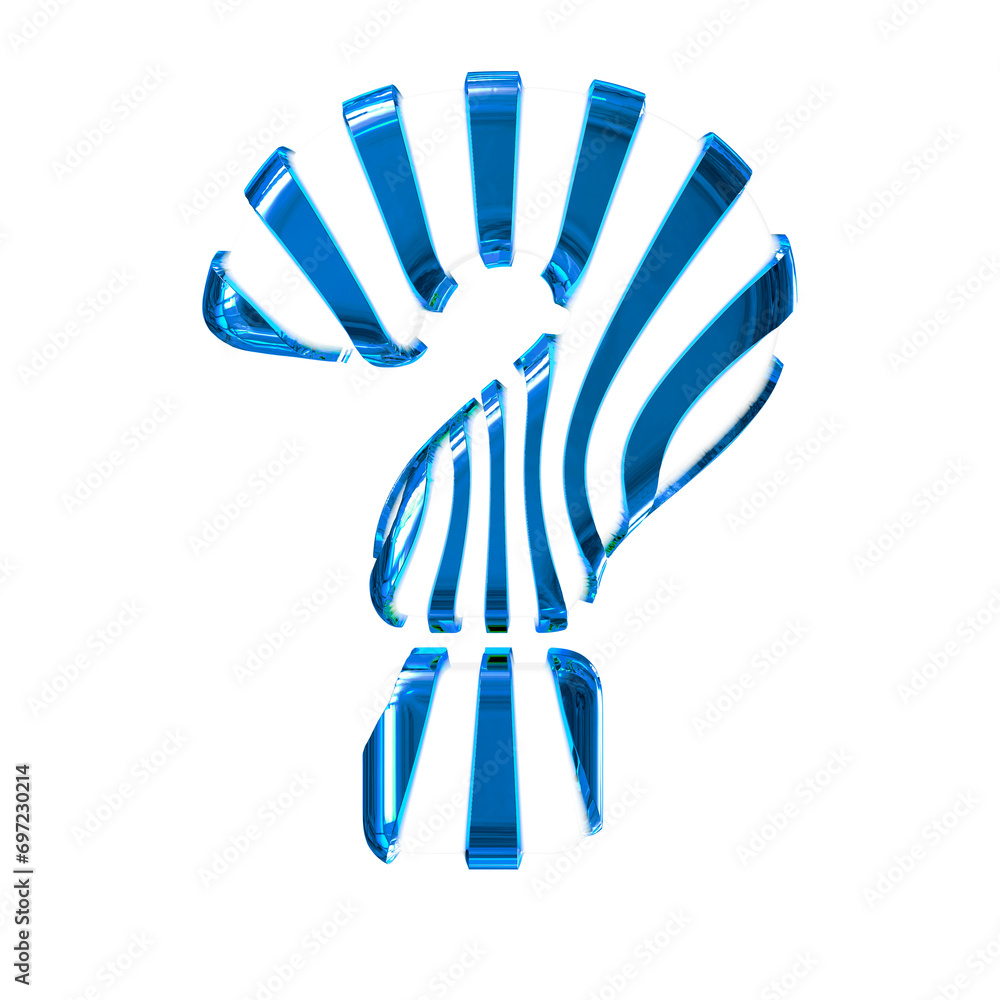 White symbol with blue thin vertical straps White symbol with blue thin vertical straps