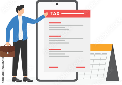 Tax preparation abstract concept vector illustration. The corporate tax, taxable income, fiscal year, document preparation, payment planning, corporate accountancy, and annual return abstract metaphor