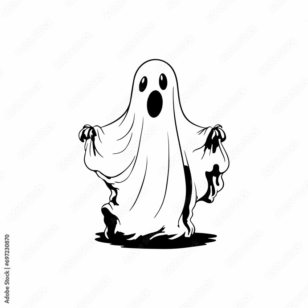 halloween concept vector composition of ghost , on white background ai generated halloween concept vector composition of ghost , on white background ai generated