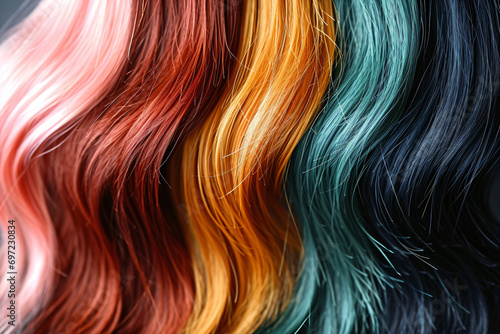 Hair color pallette.Many color of hair Hair stylist salon.