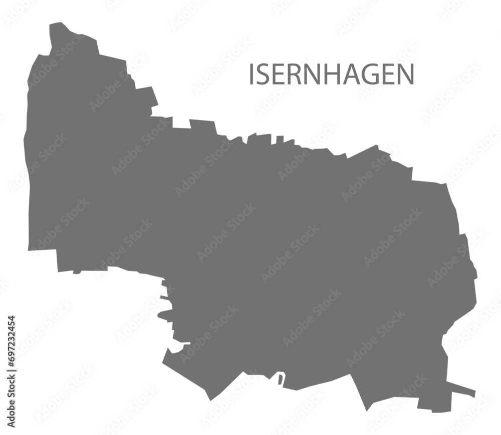 Isernhagen German city map grey illustration silhouette shape
