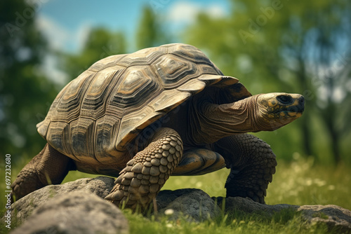 The Aldabra giant tortoise (Aldabrachelys gigantea)