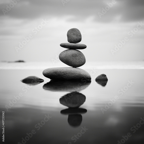 zen moment black and white created with Generative Ai