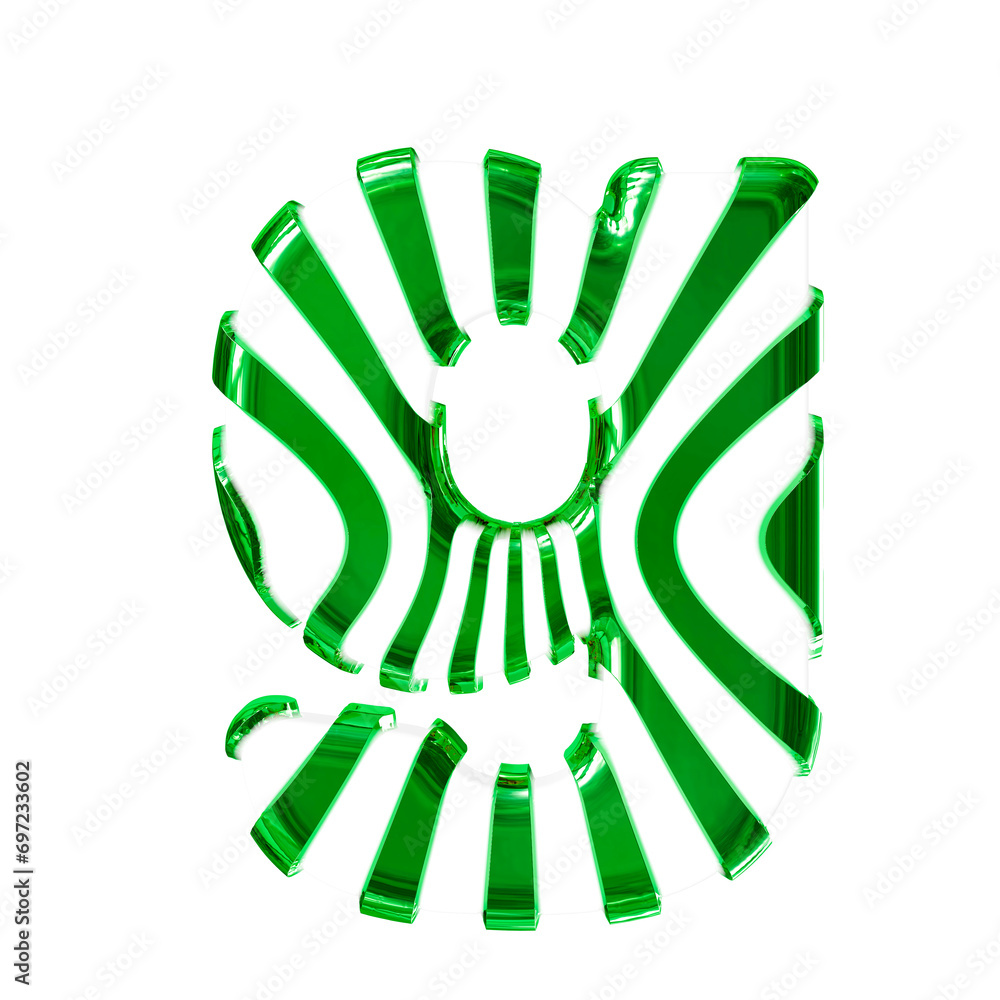 White symbol with green thin vertical straps. letter g White symbol with green thin vertical straps. letter g