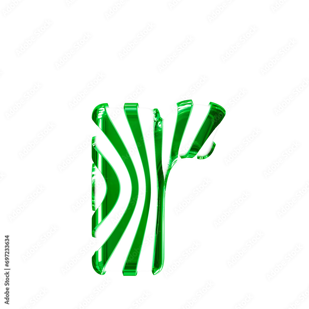 White symbol with green thin vertical straps. letter r White symbol with green thin vertical straps. letter r