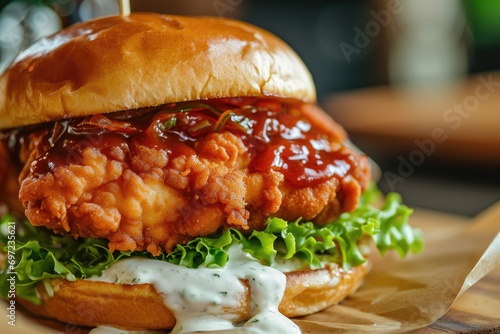 Satisfy Your Spice Cravings: Experience the Kick in Every Bite with Our Spicy Chicken Sandwich - Crispy Chicken Fillet, Spiced to Perfection, Nestled in a Bun with Fresh Lettuce, Tomato, and Mayo