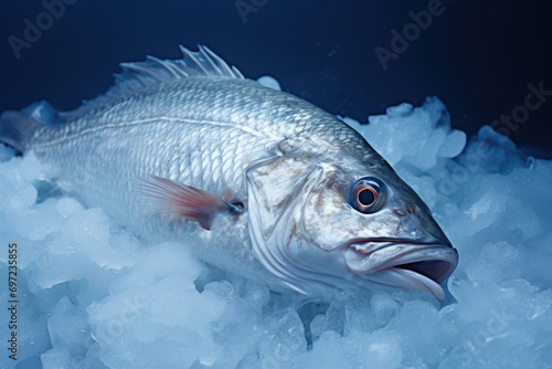 Fresh frozen fish in ice