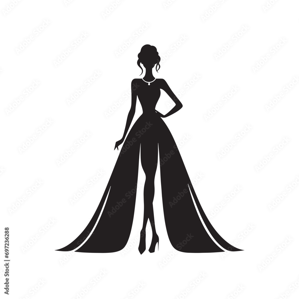 Urban Elegance: Silhouette of a Well-Dressed Woman - A Lady in Chic Attire Strikes a Confident Pose, Creating a Bold and Elegant Silhouette Against the Urban Skyline.
