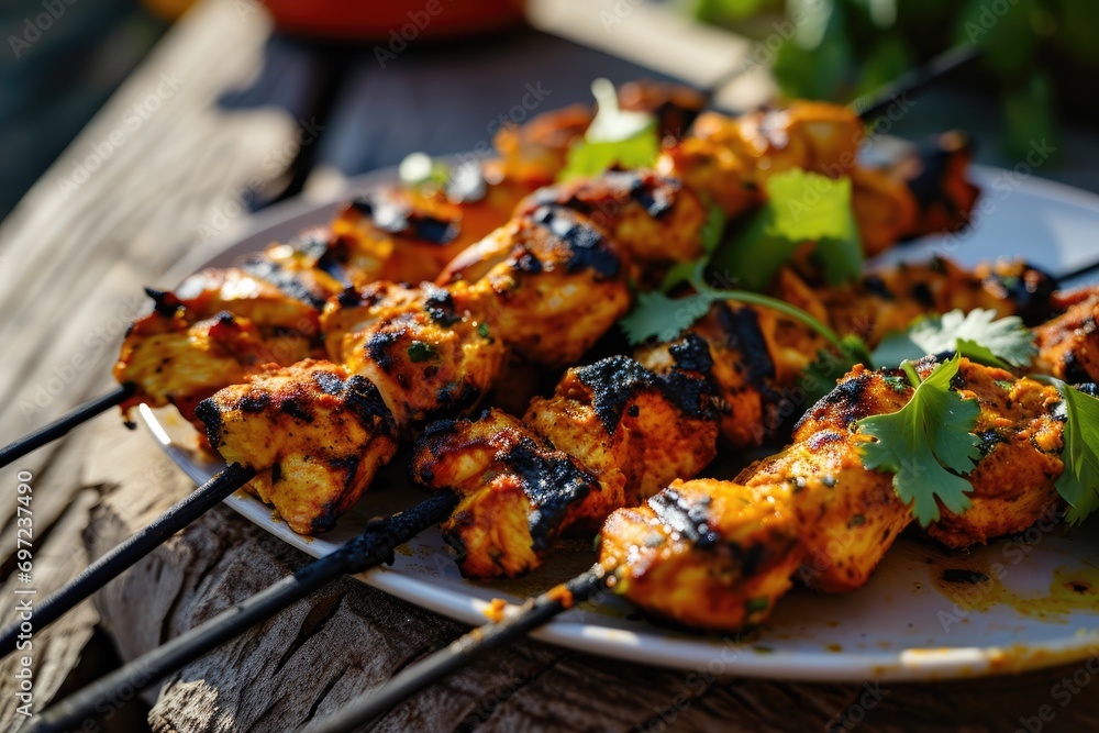 Culinary Marvel: Tandoori Chicken Skewers, Where Succulent Chicken Meets Expert Marination and Grilling, Unveil the True Essence of Indian Cuisine, Offering a Symphony of Flavors in Every Bite