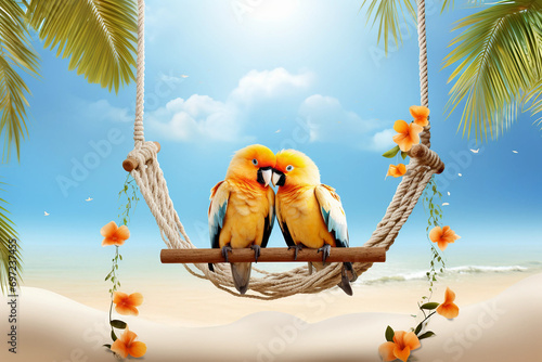 valentines day tropical island with trees