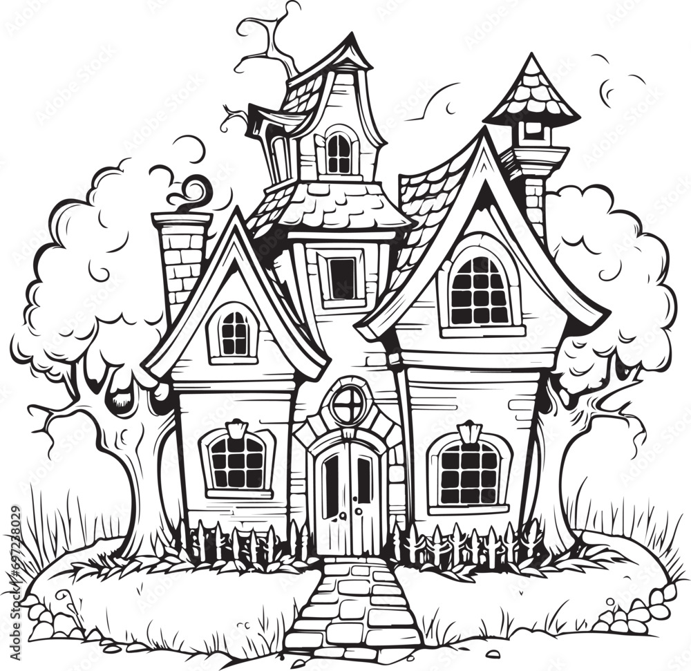 Halloween background haunted castle house vector 