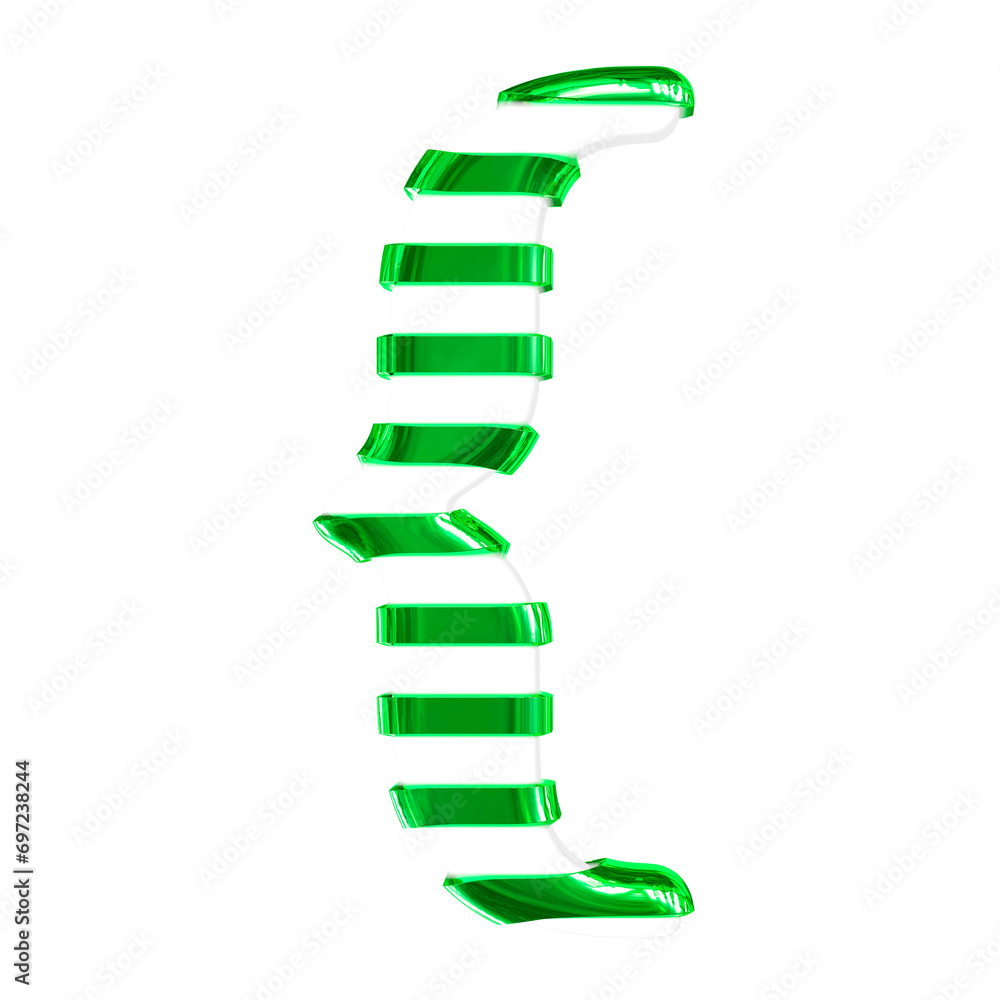 White symbol with green thin horizontal straps White symbol with green thin horizontal straps