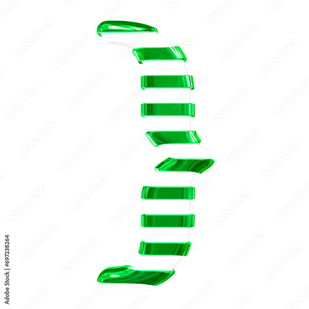 White symbol with green thin horizontal straps