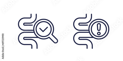 bowel exam line icons on white photo