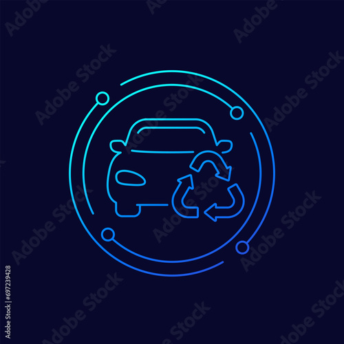 car recycling icon, linear design