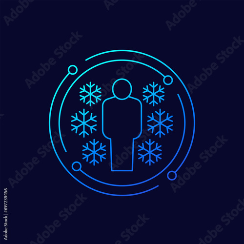 Cryotherapy icon, cold therapy linear design