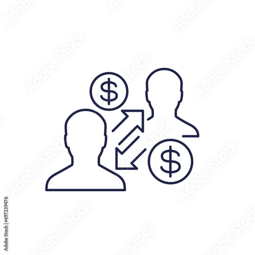 employee turnover cost icon in line design