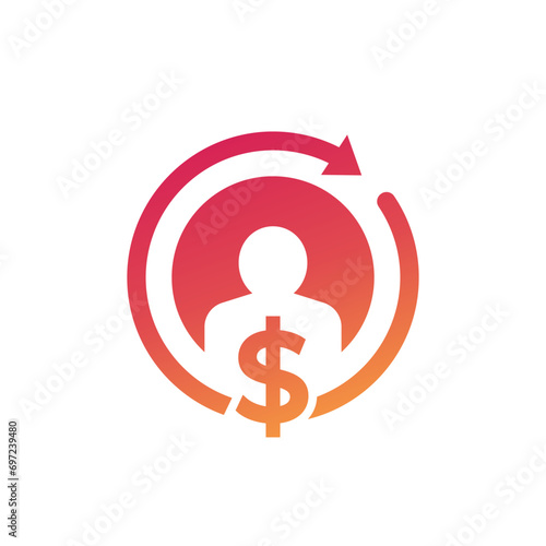 employee turnover cost icon on white