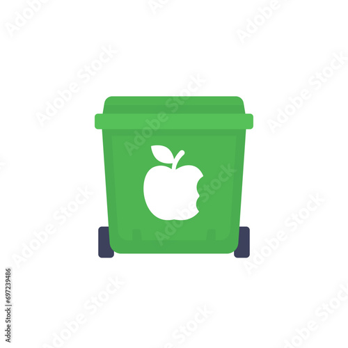 food waste icon, green trash container vector