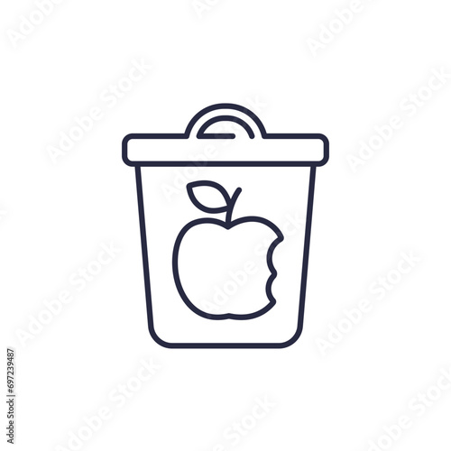 food waste line icon with a trash bin
