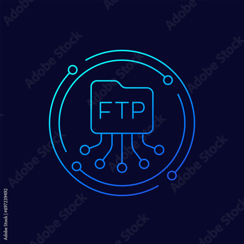 FTP icon with a file folder, linear design