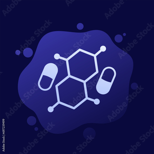 hormone therapy or steroids icon, vector
