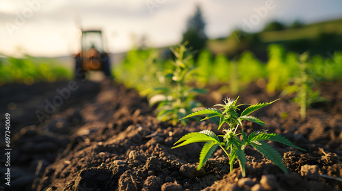 Grünes Gold: Cannabis Anbau Plantage auf einer Farm - KI Generiert photo