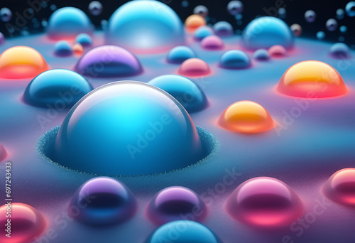 3D colorful glowing bubbles background. Backgrounds  Wallpapers.
