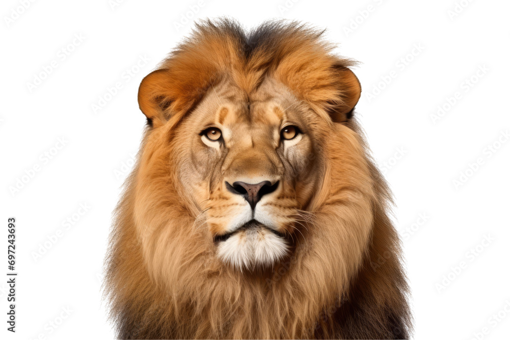 An African lion isolated on a white background