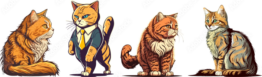 set of vector illustration mascot cat design.