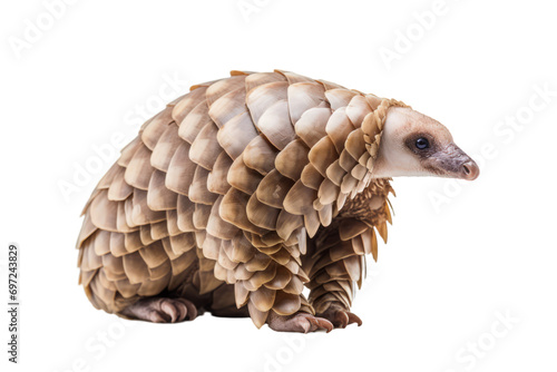 A pangolin isolated on a white background