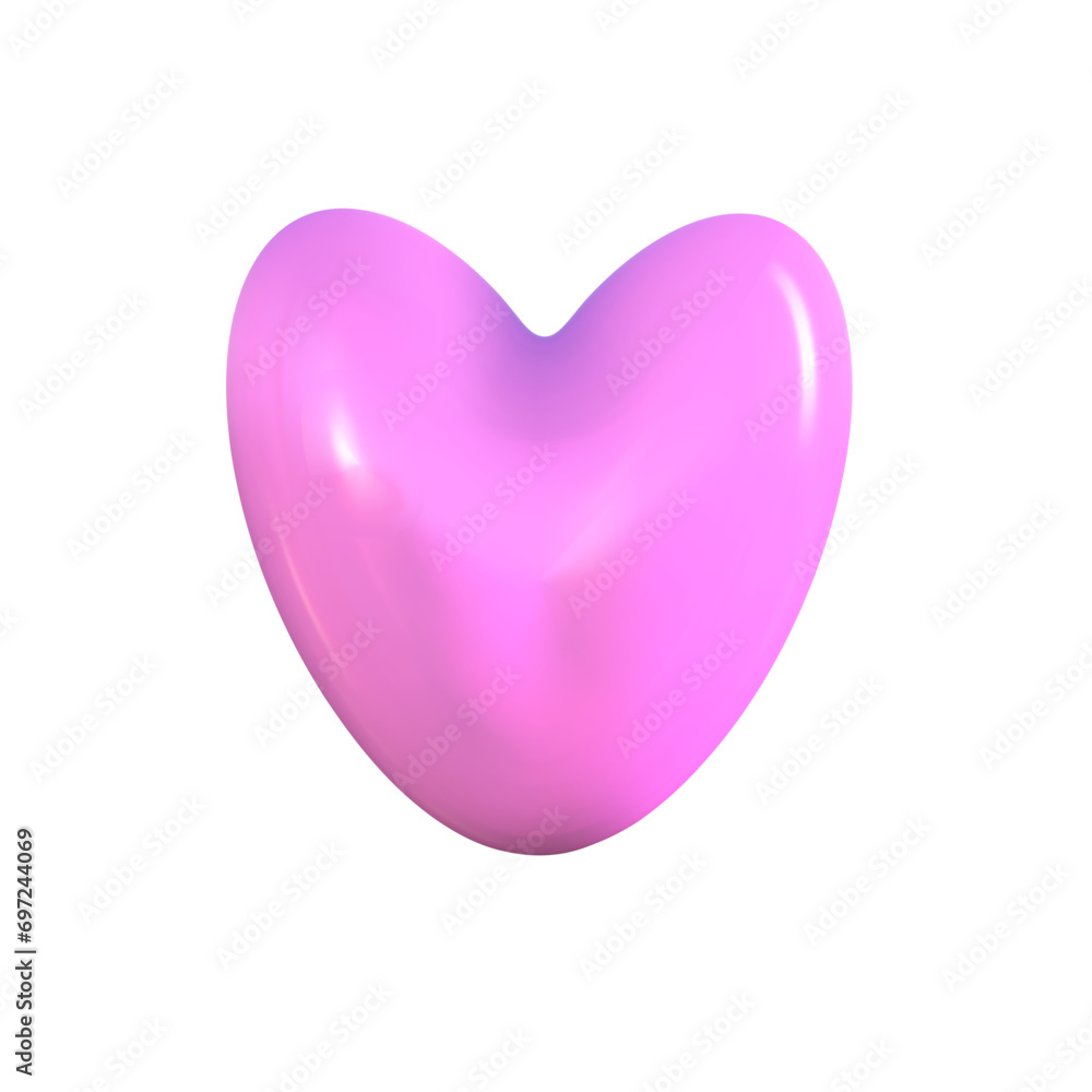 3d cartoon pink heart for valentines day. Valentine's Day greeting card isolated element. Heart 3d shape romantic holiday. Vector illustration 3d cartoon pink heart for valentines day. Valentine's Day greeting card isolated element. Heart 3d shape romantic holiday. Vector illustration