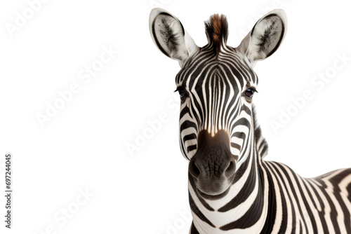 An African zebra isolated on a white background