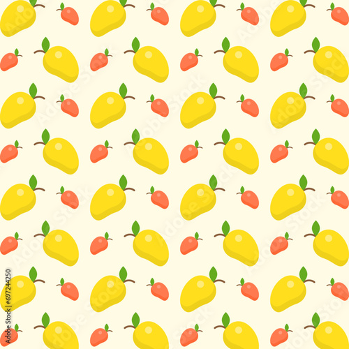 Fototapeta Naklejka Na Ścianę i Meble -  Mango fruit vector design beautiful repeating pattern illustration background