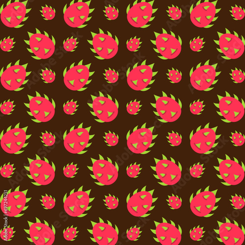Dragon fruit vector design beautiful repeating pattern illustration background